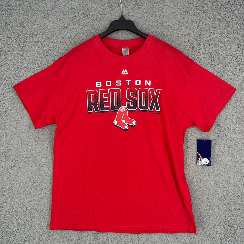 Boston Red Sox crew neck short sleeve T-Shirt men’s XL stretch Majestic MLB